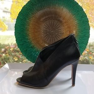 Halogen Black Leather Open Toe Rowen Booties